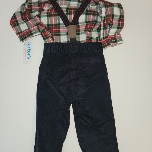 Carter's Plaid Shirt with Black Bowtie, Suspenders And Corduroy Pants - Picture 6 of 8